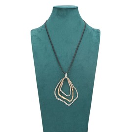 GelConnie - Collar con cordón de piel de revestimiento múltiple con colgante de madera, joyería clásico, bohemio, suéter largo, para mujeres y hombres, Cuero sintético, Sin piedra preciosa