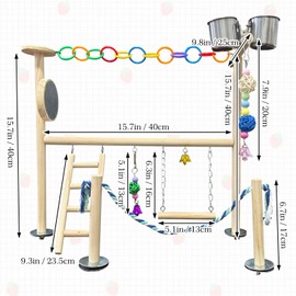Hamiledyi Small Bird Playground Natural Wood for Top of Cage Bird Perch Stand for Parrots Play Gym Toys for Small Birds Parrot Cockatiel Love Birds Budgie(Style A)