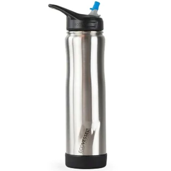 EcoVessel SUMMIT, Stainless Steel Insulated Straw Water Bottle, 700ml, Silver Express