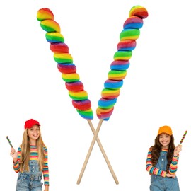 The Dreidel Company Jumbo Rainbow Twist Swirl Lollipop, Mixed Fruit Flavor, Individually Wrapped, 12" Inch Sucker (56 Grams Per Sucker) (2-Pack)