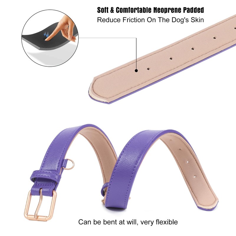 Leather Dog Collar Adjustable Soft Leather Padded Collar Heavy Duty