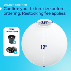 KastLite 12" Clear Prismatic Acrylic Lamp Post Globe | Prismatic Textured with 3.91" Fitter Neck | Manufactured in the USA