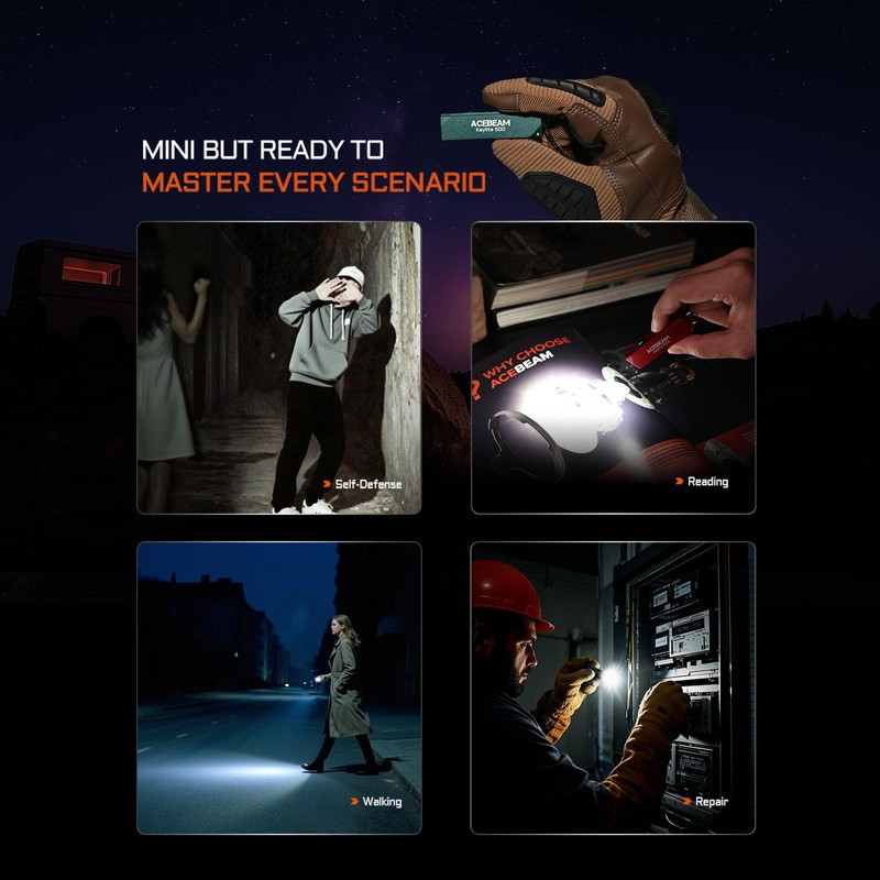 ACEBEAM Keylite 500 High Lumens Keychain Flashlight Rechargeable, Ultra-Compact Flat