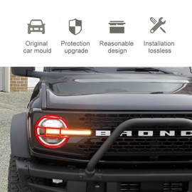 POETRYXIAO Bronco Headlight Guard Cover for 2021-2023 Ford Bronco,Headlight Lamp Trim Protector for Bronco Accessories (Red)