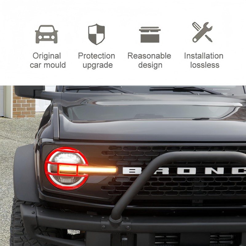 POETRYXIAO Bronco Headlight Guard Cover for 2021-2023 Ford Bronco,Headlight Lamp