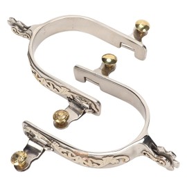 Fockety 1 par de Espuelas de Caballo, de Acero Inoxidable Western Cowboys Spurs con Engranaje Giratorio, Decoración Tallada Profesional No óxido Caballo Bota Espuelas, Hombres Mujeres