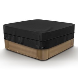 Moutosne Square Hot Tub Cover 600D Patio Outdoor Waterproof UV Spa Cover for Hot Tub Black Heavy Duty Oxford Hot Tub Hard Cover Protector 83 x 83 inch