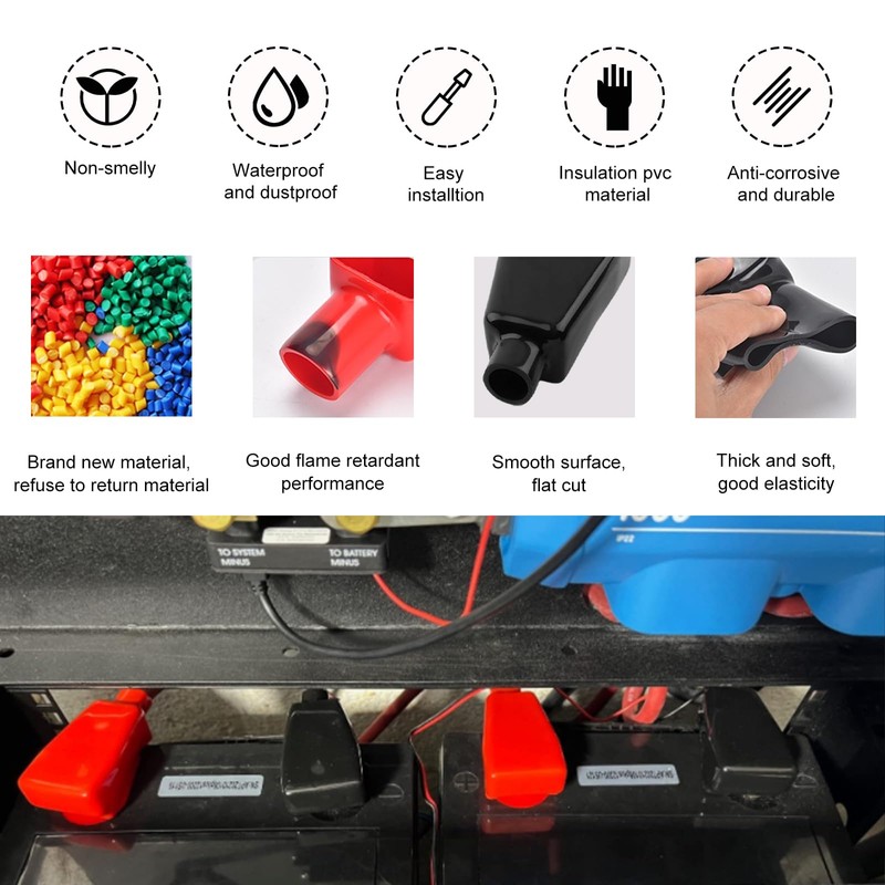 Wevdn 4 PCS Battery Terminal Covers, Positive Negative Top Post