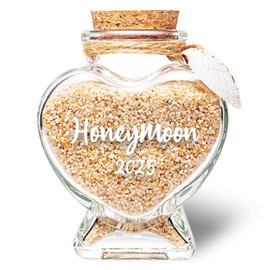 Honeymoon Sand Keepsake Jar 2025, Bridal Shower Gift, Wedding Gift, Engagement Gift, Honeymoon Gift, Travel Gift for Couples, Newlywed, Fiance(Gift Box Includes) - 40ml Glass White Heart Shape Shell