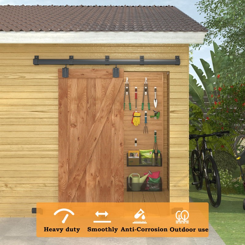 SongYung 6FT Black Box Rail Exterior Barn Door Hardware Kit,
