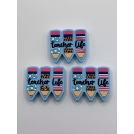 Silicone Teacher Life beads | set of 5 | Focal Beads |heart Shape