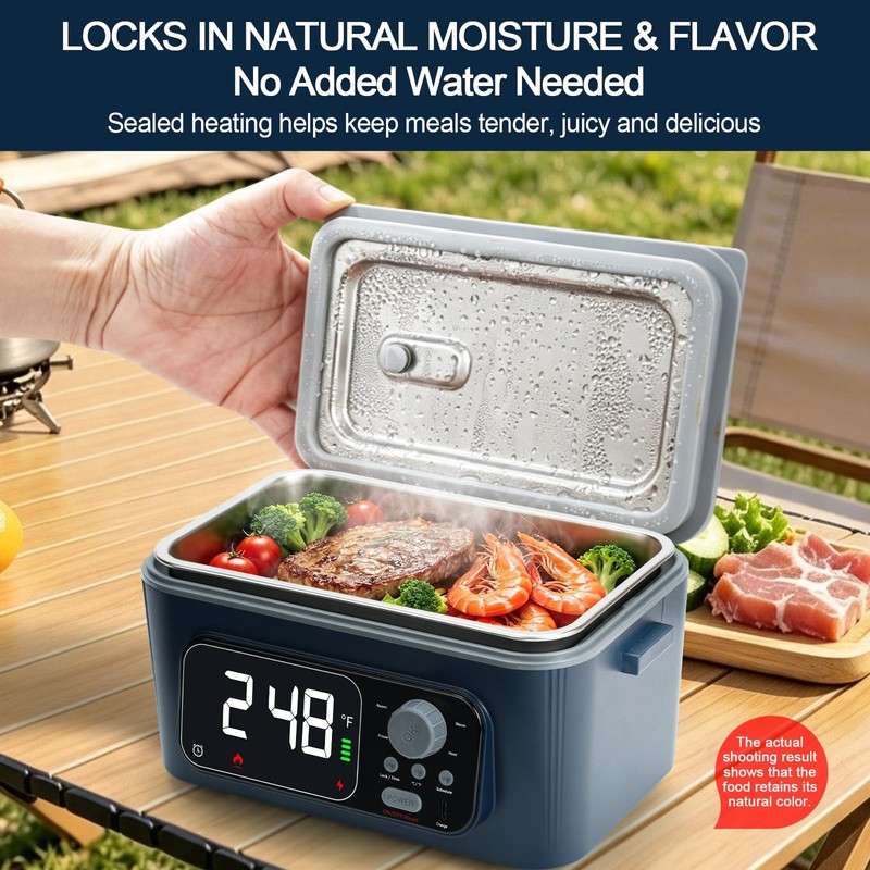 Cordless Electric Heated Lunch Box for Adults，360° Surround Heating Fast