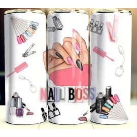 N/A Nail Boss Tech Supplies Tumbler 20oz Stainless Steel Travel Cup Mug Lid Straw