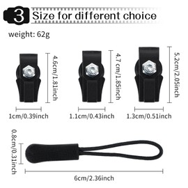 12PCS Zippers, Zipper Pull, Black Universal Zipper Replacement, Instant Zipper for Coats, Jacket, Luggage, Backpacks