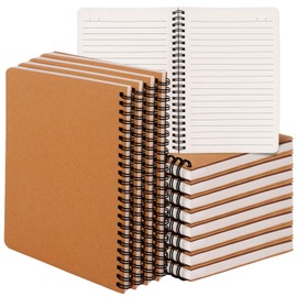 YOUNTHYE 12 Pack Spiral Notepad A5, 120 Pages/ 60 Sheets A5 Notebook Wirebound Notepads Lined Kraft Cover Notebooks, Multipack Memo Planner for Business Office School Travel