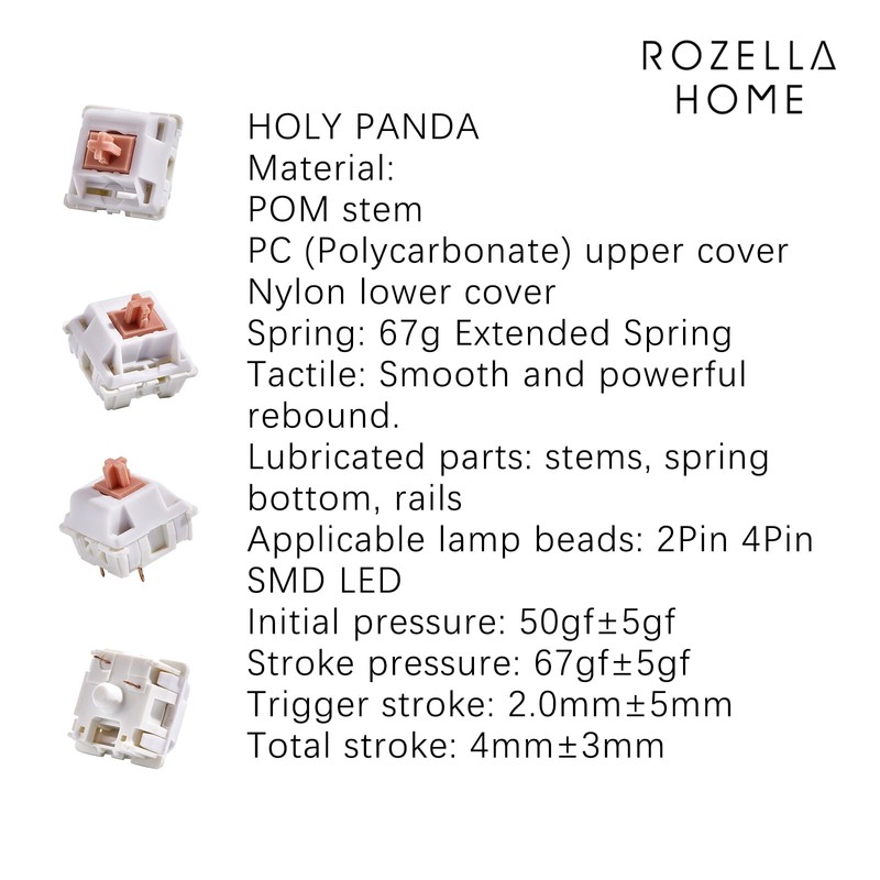 ROZELLA HOME Holy Panda Mechanical Keyboard Switch, 3Pin, 67g Extended