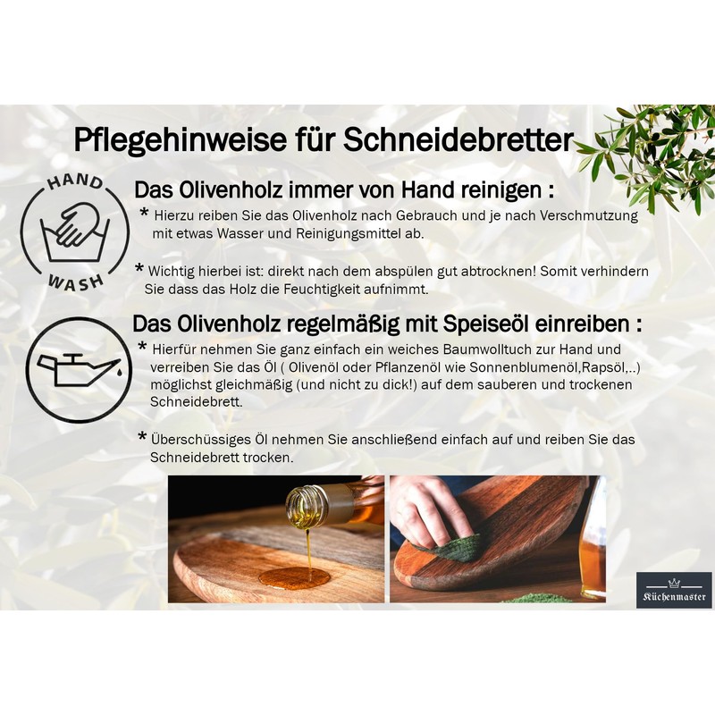 Küchenmaster Olive Wood Chopping Board in Natural Cut (38-40 cm)