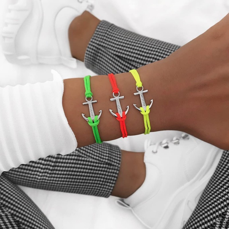 SAILBRACE Bracelet Neon Yellow Anchor Silver, Nylon