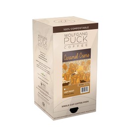 Wolfgang Puck Soft Coffee Pods, Caramel Cream Gram Coffee, 9.5 Gram, 18 Count