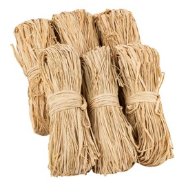 FAINCA Raffia Natural Raffia, Pack of 6, 300 g, Natural Raffia Ribbon, Natural Rope Gift Ribbon, Natural Fibre Raffia Ribbon, for Crafts, Decoration, Weaving, Florists, Garden