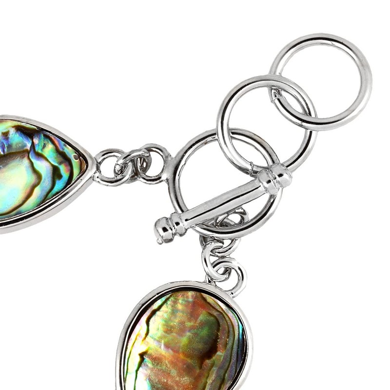 Nupuyai Natural Abalone Shell Bracelet for Women Men, Adjustable Link