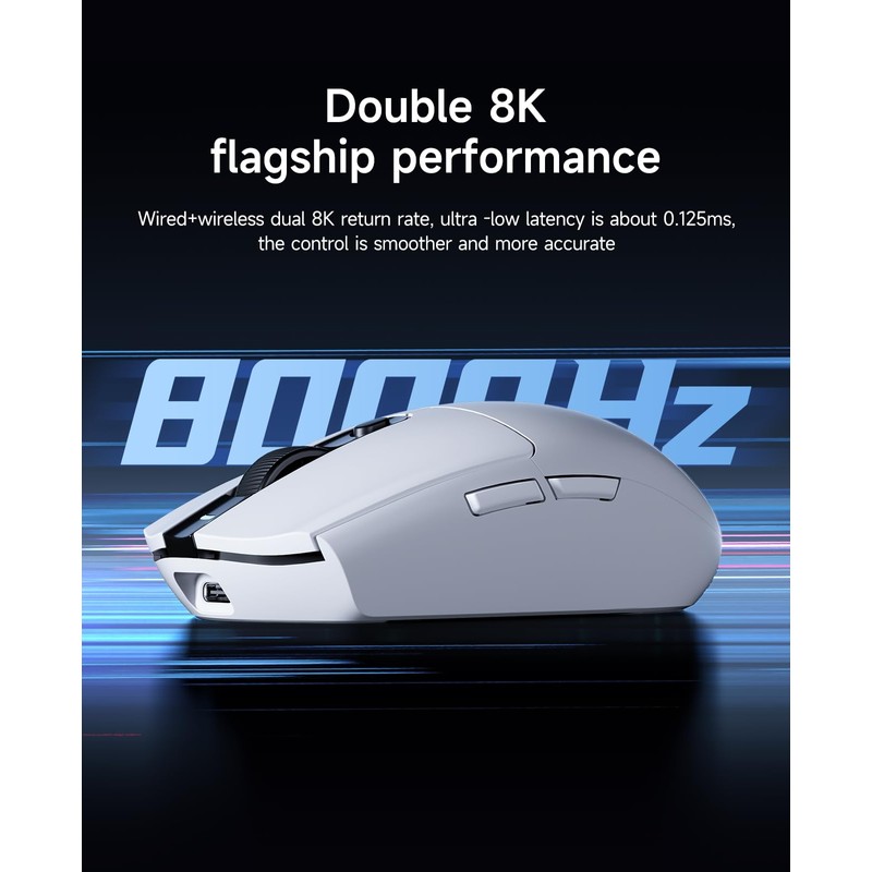 Mchose G3 Ultra Wireless Gaming Mouse，Dual 8K Polling Rate Focus
