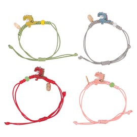 VALICLUD 4PCS Dinosaur Bracelets for Kids Adjustable Charm Bracelets Dinosaur Party Favours for Toddlers Boys Girls