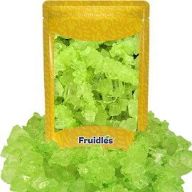 Fruidles Green Watermelon String Rock Sugar For Tea and Coffee, Clear Pure Cane Sugar Crystals, Dissolves Quickly, Resealable Bag (Half-Pound)