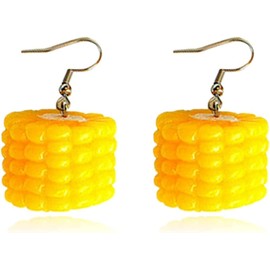 Resin Drop Custom Made Handmade Corn Food Banana Earrings For Women Girls, 1, Zinc, No Gemstone