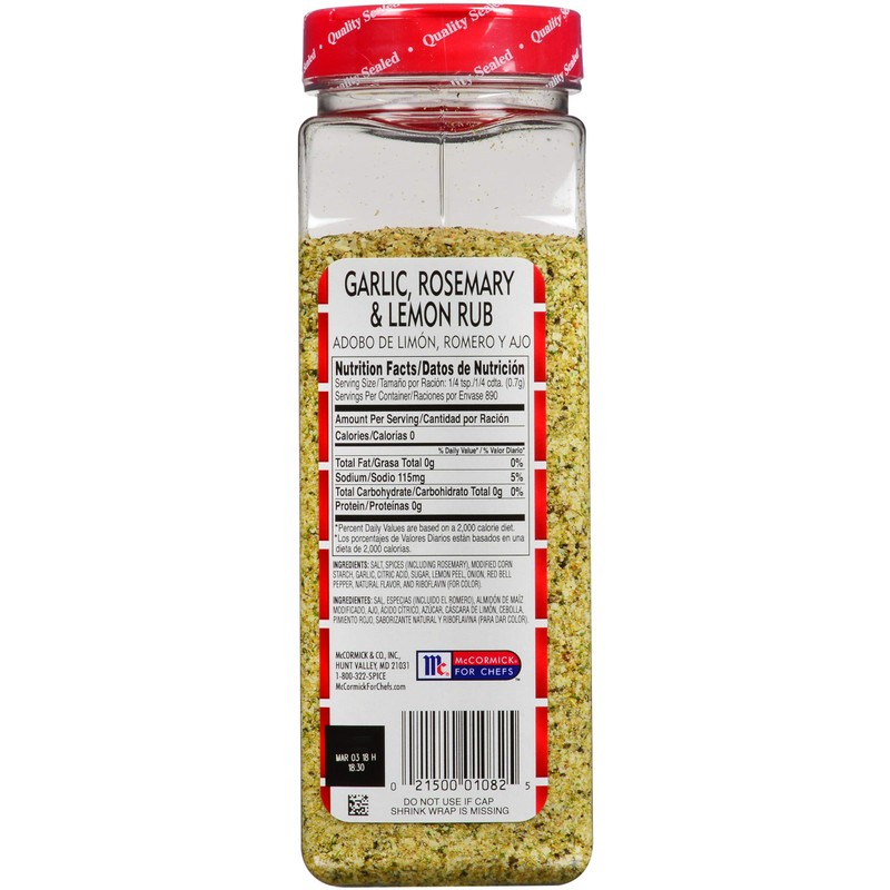 Lawry's Garlic, Rosemary & Lemon Rub, 22 oz - One