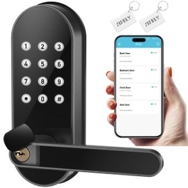 Keyless Entry Keypad Electronic Door Lock: Sifely Digital Smart Lock with Code, Electric Deadbolt Door Knob/Handle for Front, Interior, Exterior & Bedroom Doors (Black, App Control, No Fingerprint)