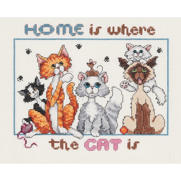 Janlynn Cross Stitch Kit, Home is Where The Cat is