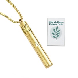 phaxud Mindfulness Breathing Necklace & Essential Oil Diffuser for Women Men Gift 2-in-1 Stainless Steel Breathlink Jewelry for Inner Balance, Daily Focus, Yoga, and Meditation (Gold)