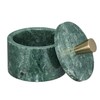 Queenza Marble Salt Cellar with Lid and Brass Knob (Green)