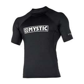 Mystic Water Sports - Surf Kitesurf & Windsurfing Men's Star Short Sleeve Rash Vest Top - Black - UV Protection and SPF, black