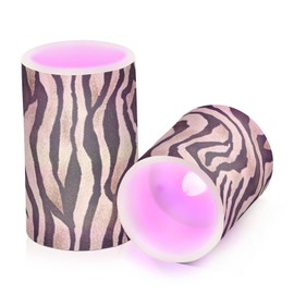 ALAZA Vintage Zebra Print Animal Flickering Flameless Candles Battery Operated with Remote Timer,Tea Light Candles LED Pillar Votive Candles Set of 2 for Outdoor Indoor Decorations
