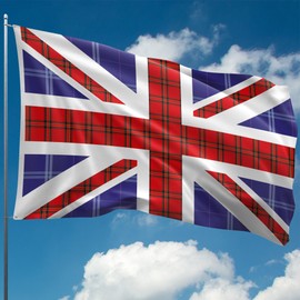 Union Jack Flag Tartan – British Flag - UK Flag - 110Den Thick polyester - Double-sided Digital Print - Double Seam - 2 brass eyelets, large 5ft x 3ft