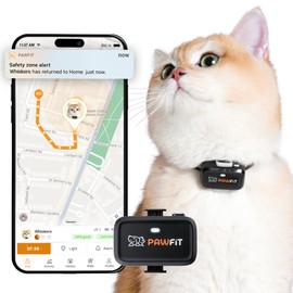 Pawfit Lite for Cats 4g GPS Tracker | Real Time Tracking | Activity Monitoring |Location History | Unlimited Range | Safety Collar Included | Simply white