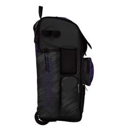 Boombah Rolling Superpack 2.0 Scratch Baseball/Softball Gear Bag - 23-1/2" x 13-1/2" x 9-1/2" - Black/Purple - Telescopic Handle - Holds 4 Bats - Wheeled Version