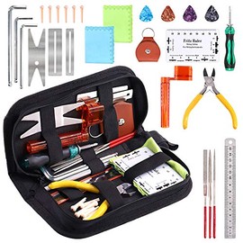 Hilitchi 26 Pcs Complete Guitar Repairing Tool Kit For Guitar Ukulele Bass Mandolin Banjo, Cleaning Maintenance Accessories Set with Bonus Cleaning Cloth Convenient Case