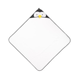 Sensillo - Baby Towel with Hood 100 x 100 cm - Soft and Absorbent Baby Bathrobe - 100% Cotton Terry Cloth - Absorbs Moisture - Charming Design - Penguin - White