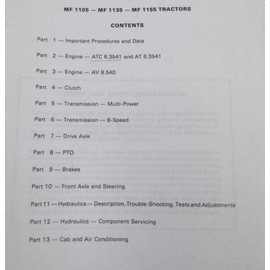 Mf Massey Ferguson 1105 Tractor Service Repair Shop Manual Technical Workshop