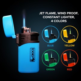 Crocs Torch Lighter, Windproof Refillable Butane Candle Lighters, Jet Flame Torch Pocket Lighter for Candles BBQ Grill Outdoor Camping, Electric Ignition, 4 Flame - 4 Pack