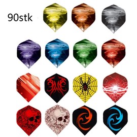 DAHI Dart Accessories Dart Flights Pack of 90 Dart Flight Darts Flights in Standard Shape with 15 Designs (Dart Flights)