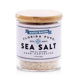 FLORIDA PURE Maple Bacon Sea Salt - Smoky Bacon Salt, 80+ Mineral Sea Salt Unrefined, Non Iodized, Natural Sea Salt for Baking, Cooking, Cocktail Rims Vegan Friendly Flaky Sea Salt (1.75 oz Jar)