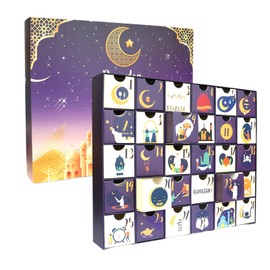 Ramadan Calendar,Ramadan Advent Calendar with 30 Countdown Drawers DIY filling,Pre-Assembled Box For Ramadan Decorations, Engage your Kids with a beautiful Ramadan gift & Eid gift for kids (Purple)