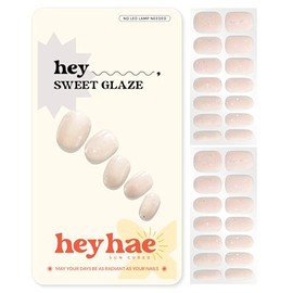 Heyhae Tiras de gel semicurado para uñas | No requiere lámpara LED | Verano, amarillo, sólido | Fácil de aplicar y retirar, acabado de salón | Kit completo - Hey, Sweet Glaze