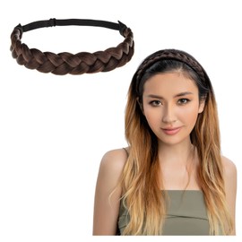 Winopey 3 Strands Synthetic Hair braided Headband Classic Chunky Plaited Elastic Stretch Hairpiece braid headband - Lady makeup headwear (Color 15A16B)
