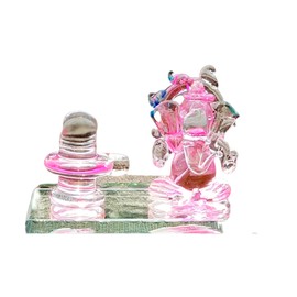 ESPLANADE Ganesh with Shivling Crystal Glass Showpiece Figurine Murti Idol Statue Sculpture (2") - Car Dashboard Idols | Crystal Glass
