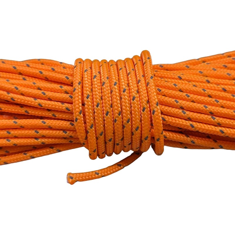 Ultra Light Dyneema Reflective Orange Rope 2mm Diameter | 200kg